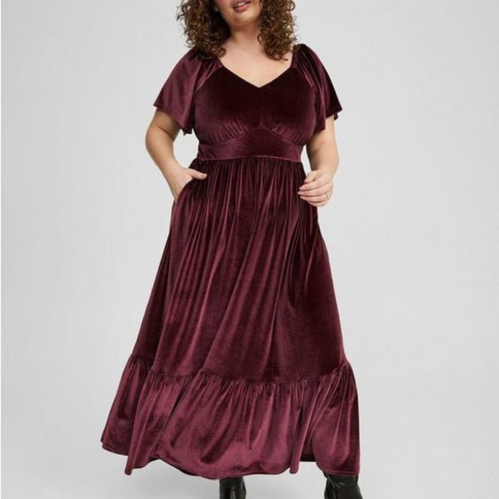 Torrid Velvet Dress in Deep Wine